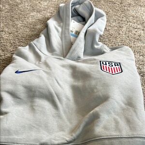 NWT Nike Light Gray USA Hoodie with Blue Logo